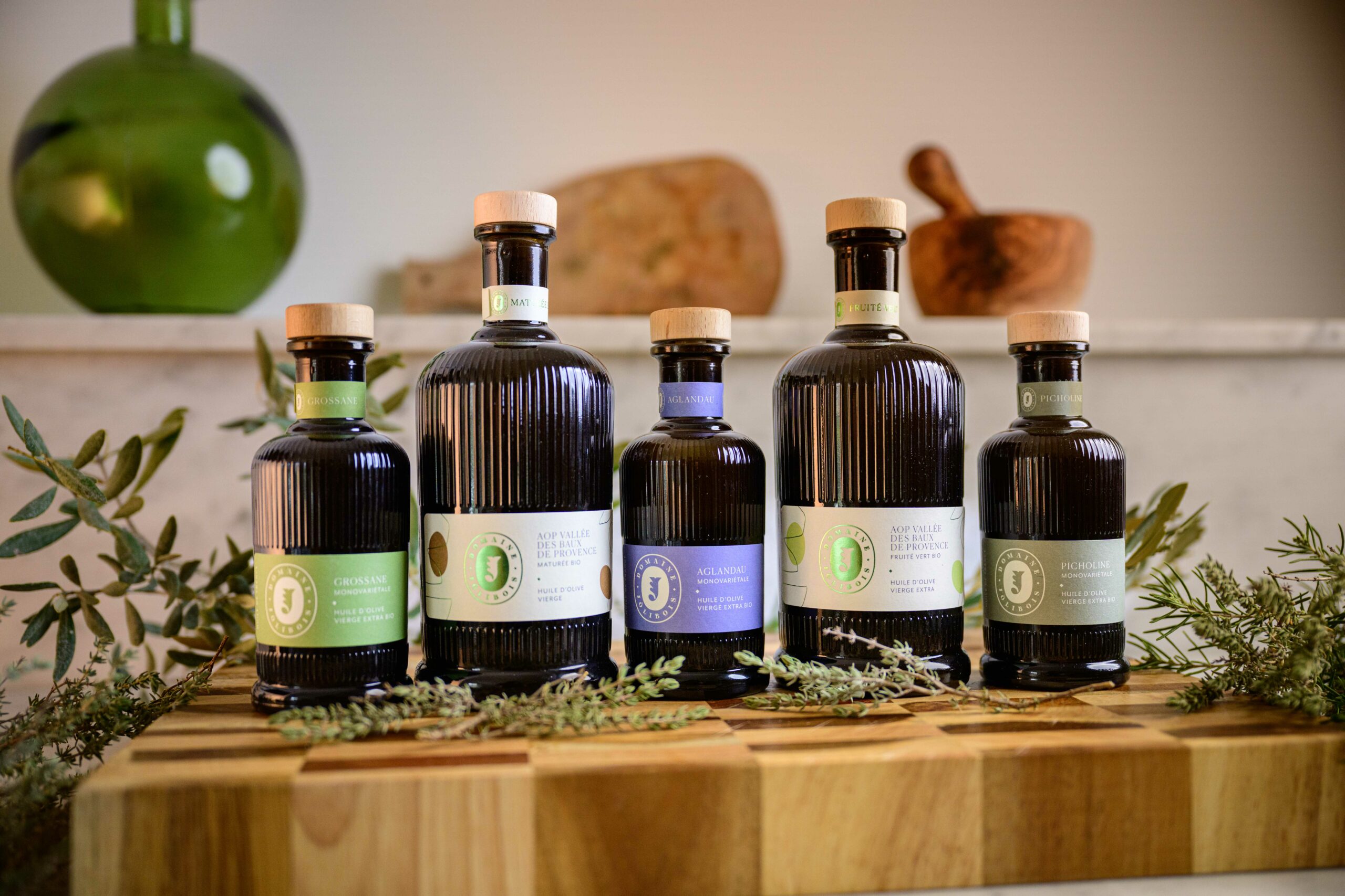 Collection d'huiles d'olive bio de Provence